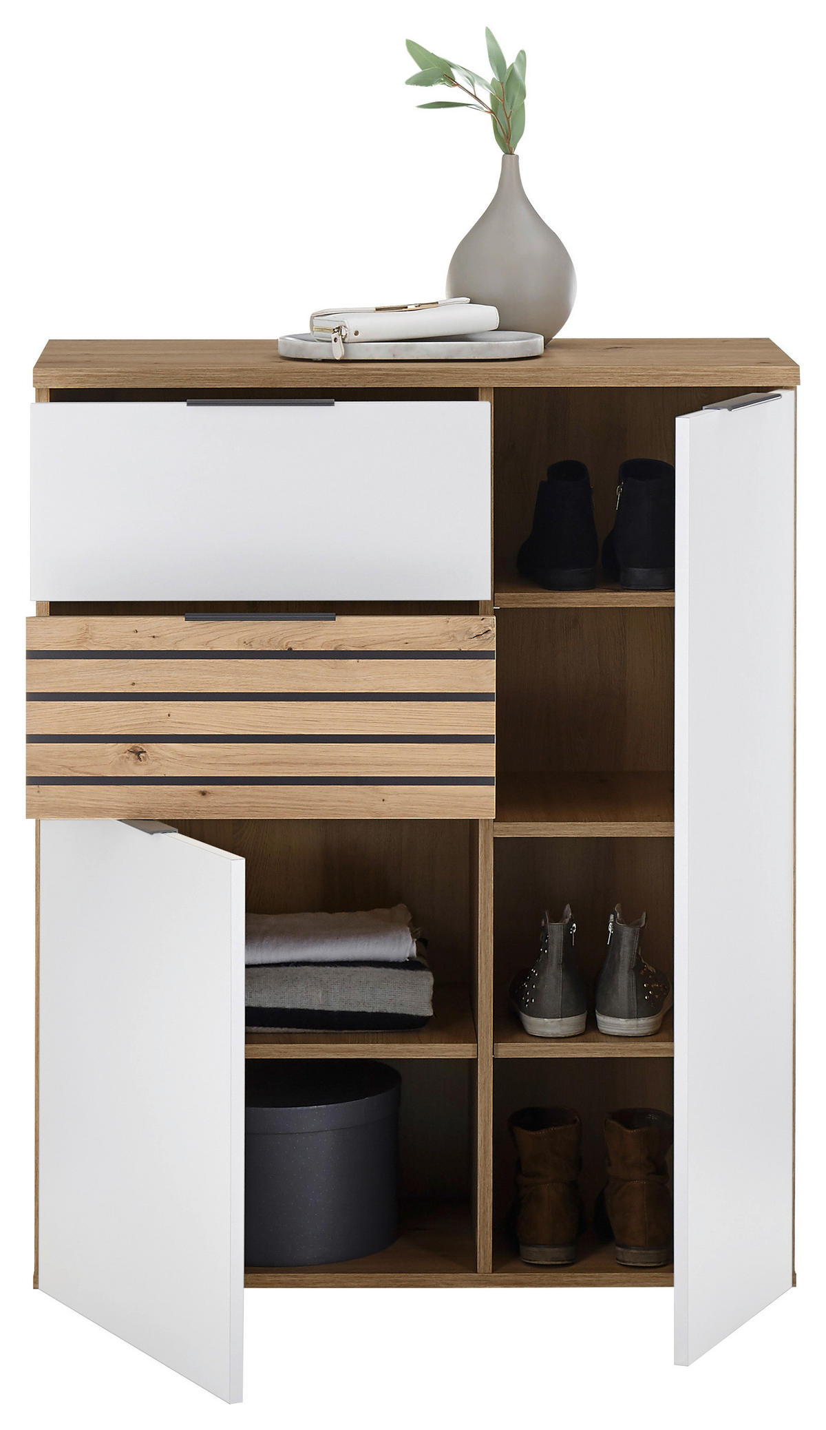 BYRÅ 85/105/38 cm  - vit/mörkgrå, Design, trämaterial/plast (85/105/38cm) - MID.YOU