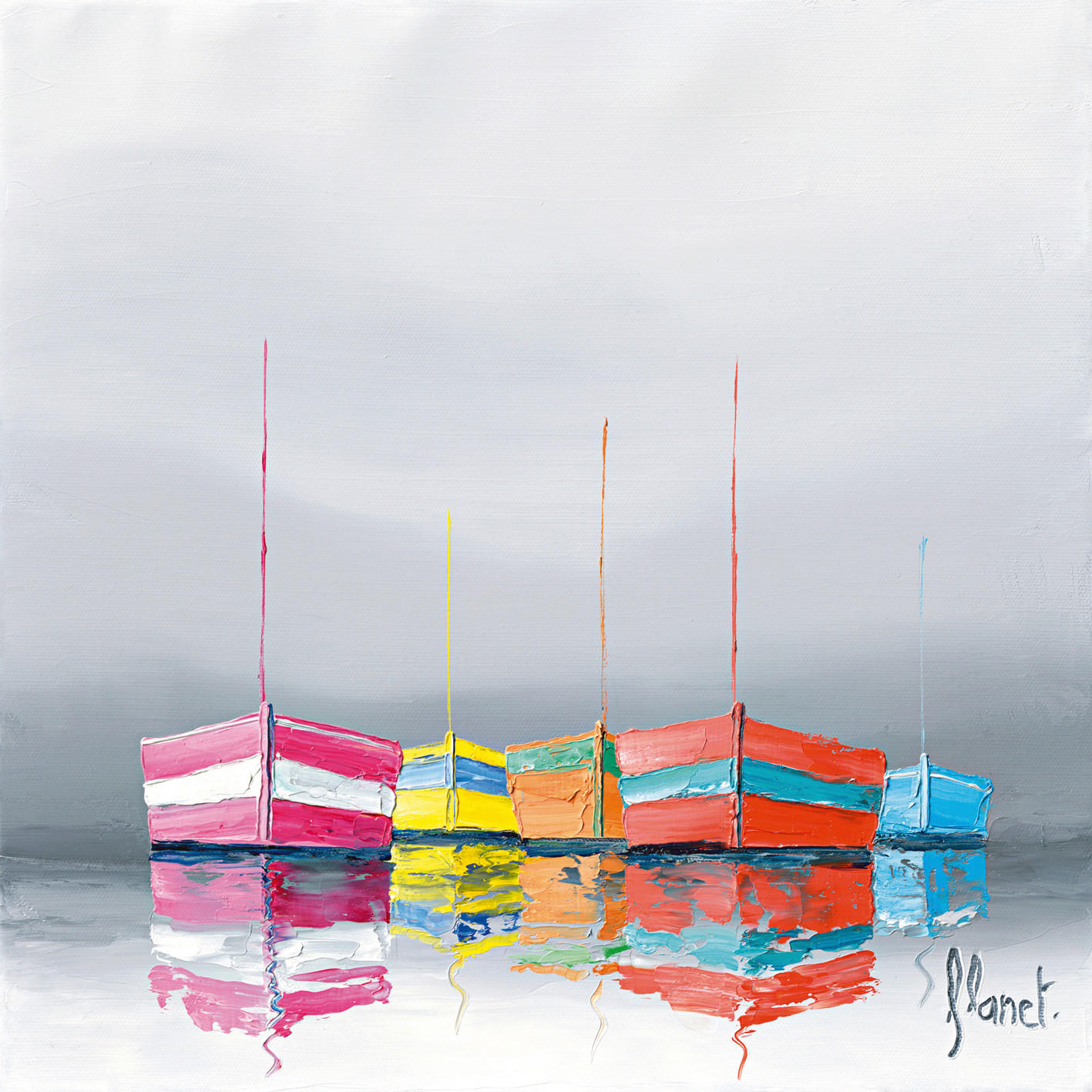 KUNSTDRUCK Strand & Meer 50/50 cm  - Blau/Pink, Basics, Papier (50/50cm) - Monee
