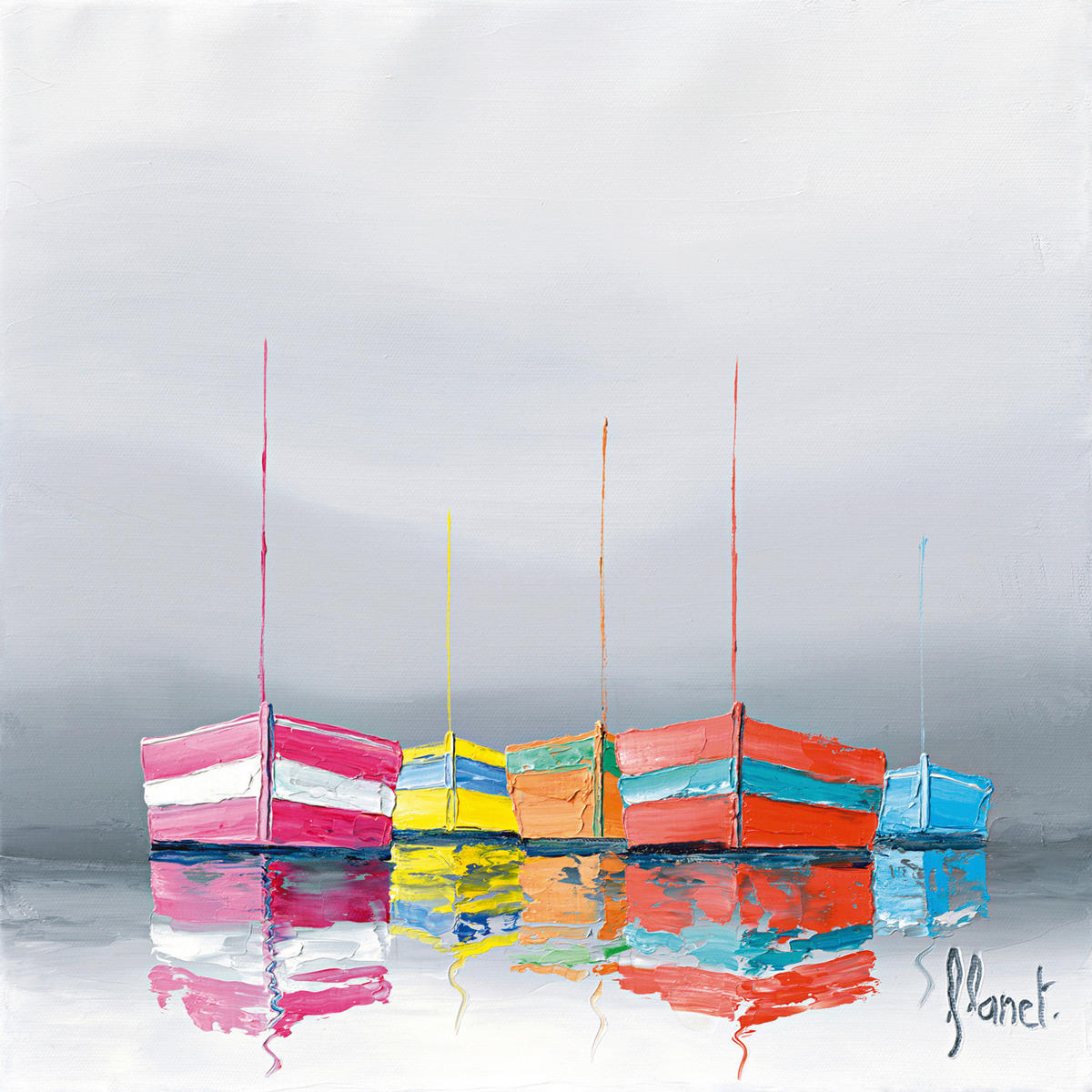 KUNSTDRUCK Strand & Meer 50/50 cm  - Blau/Pink, Basics, Papier (50/50cm) - Monee