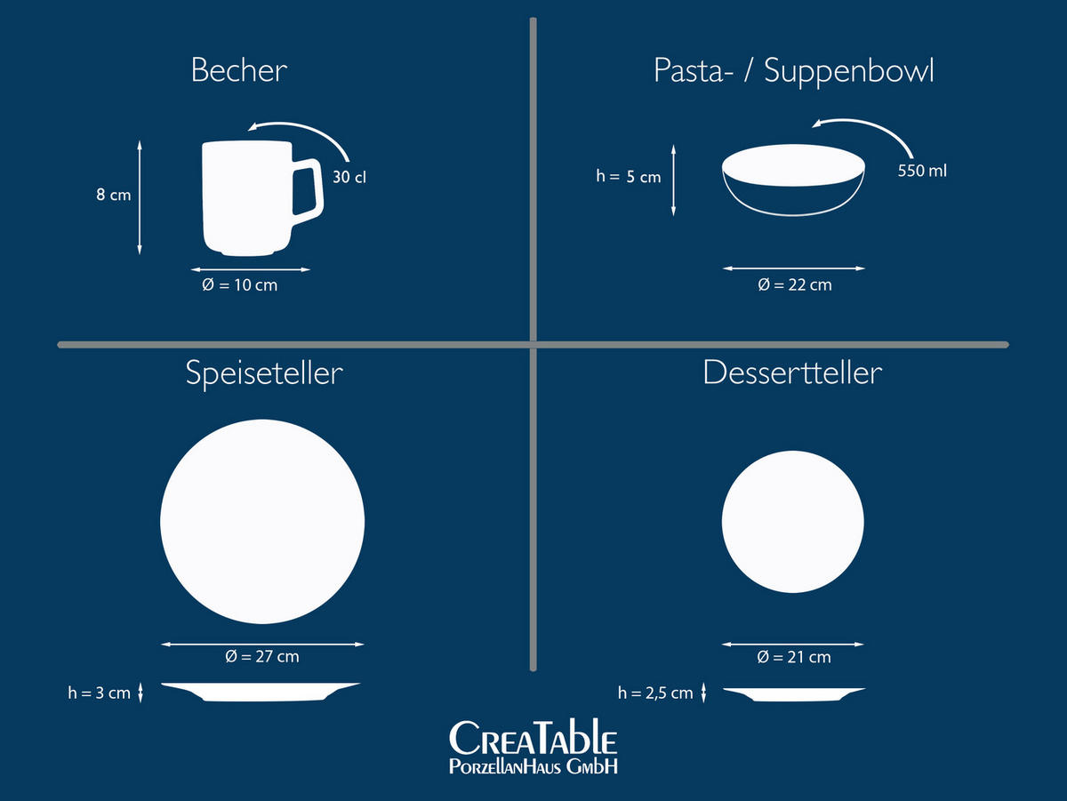 KOMBINOVANÁ SOUPRAVA, 24dílné, kamenina - černá, Basics, keramika - Creatable