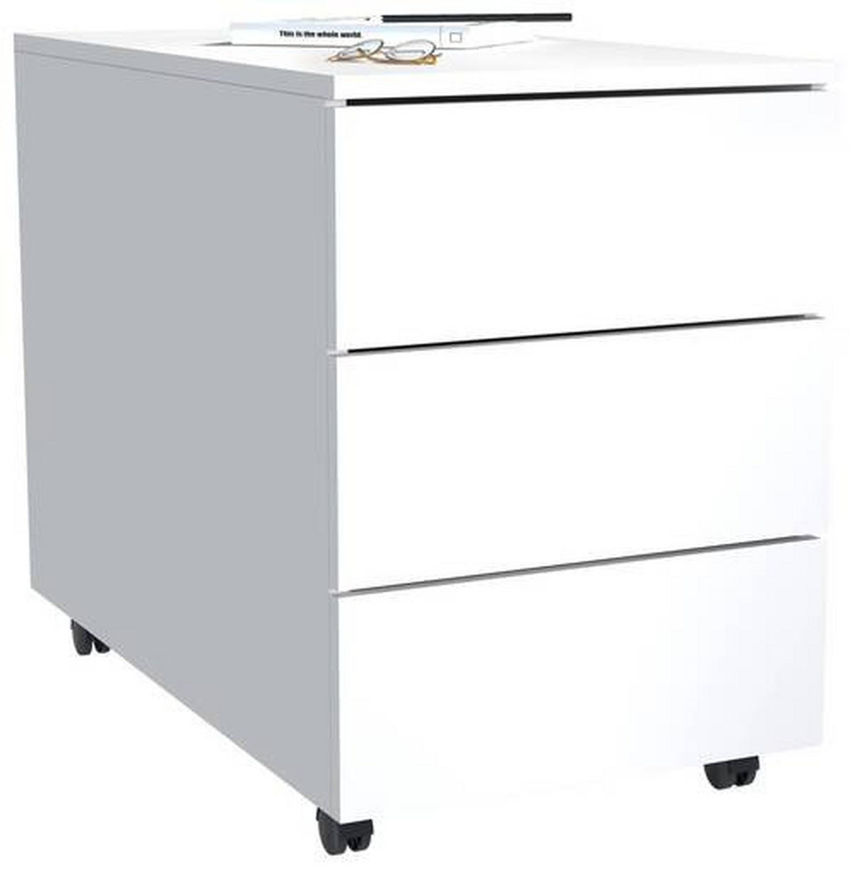 ROLLCONTAINER Weiß  - Weiß, MODERN, Holzwerkstoff (39/55/70cm) - MID.YOU