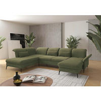 WOHNLANDSCHAFT  in Flachgewebe Hellgrün  - Schwarz/Hellgrün, KONVENTIONELL, Textil/Metall (231/359/198cm) - Sit & More