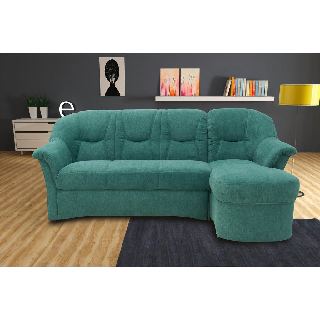 Thumbnail - Mid.you Ecksofa, Petrol, Textil, Uni, 3-Sitzer, L-Form, 232x146 cm, Made in EU, FSC Mix, Schlafen auf Sitzhöhe, Rücken e...