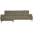 ECKSOFA in Chenille, Flachgewebe Grün  165/318 cm  - Schwarz/Grün, Design, Textil/Metall (165/318cm) - Xora
