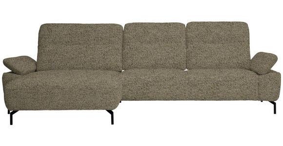 ECKSOFA in Chenille, Flachgewebe Grün  165/318 cm  - Schwarz/Grün, Design, Textil/Metall (165/318cm) - Xora