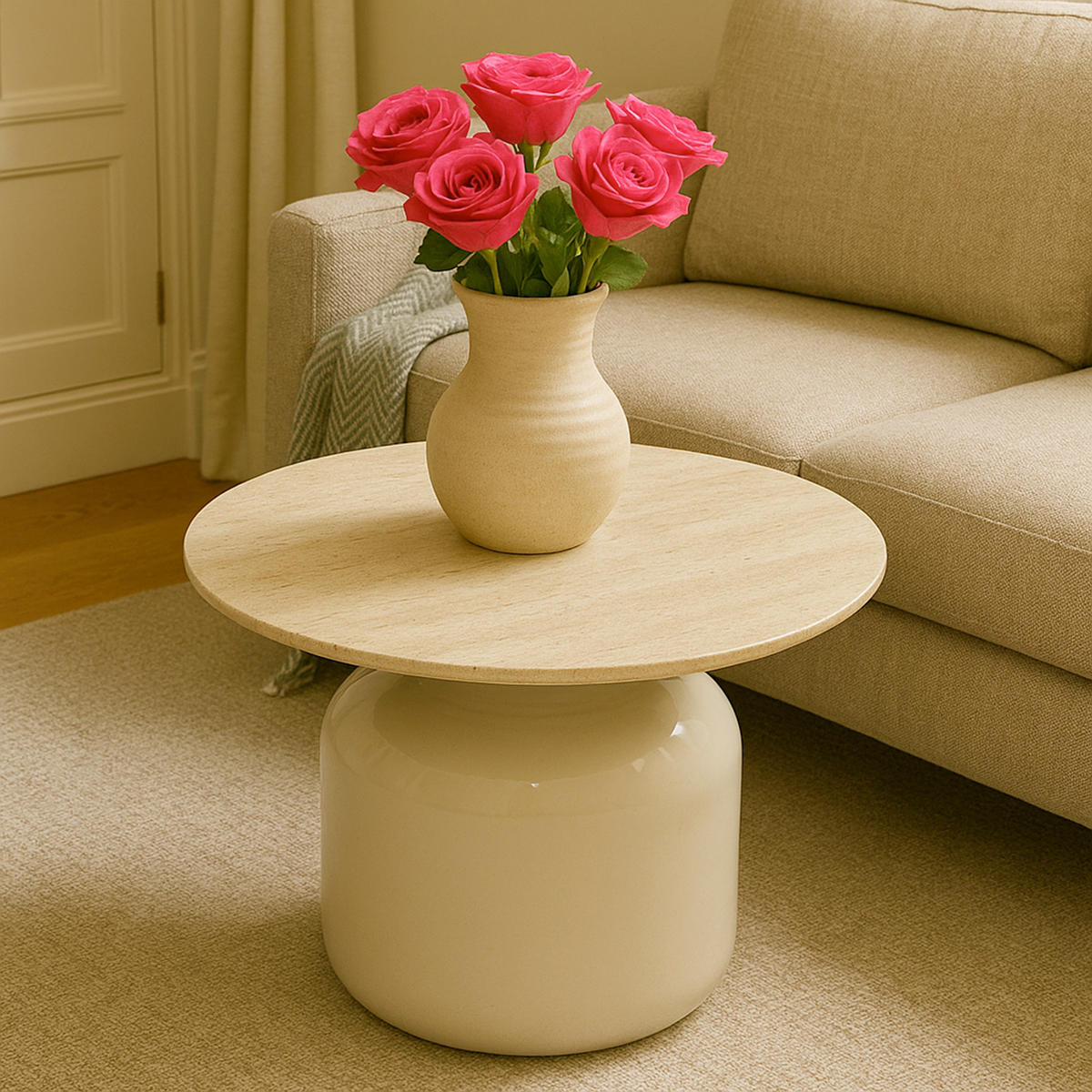 BEISTELLTISCH 50/50/46 cm Taupe rund  - Taupe, Basics, Keramik/Metall (50/50/46cm) - Milino