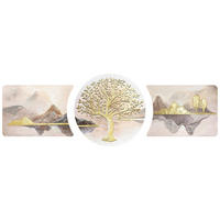 ÖLGEMÄLDE Landschaft & Natur, Bäume, Berge  - Multicolor, Design, Holzwerkstoff - Monee