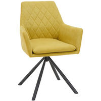 STOLIČKA S PODRÚČKAMI, železo, tkaná textília, žltá, čierna - čierna/žltá, Design, kov/textil (62/88/61cm) - Hom`in