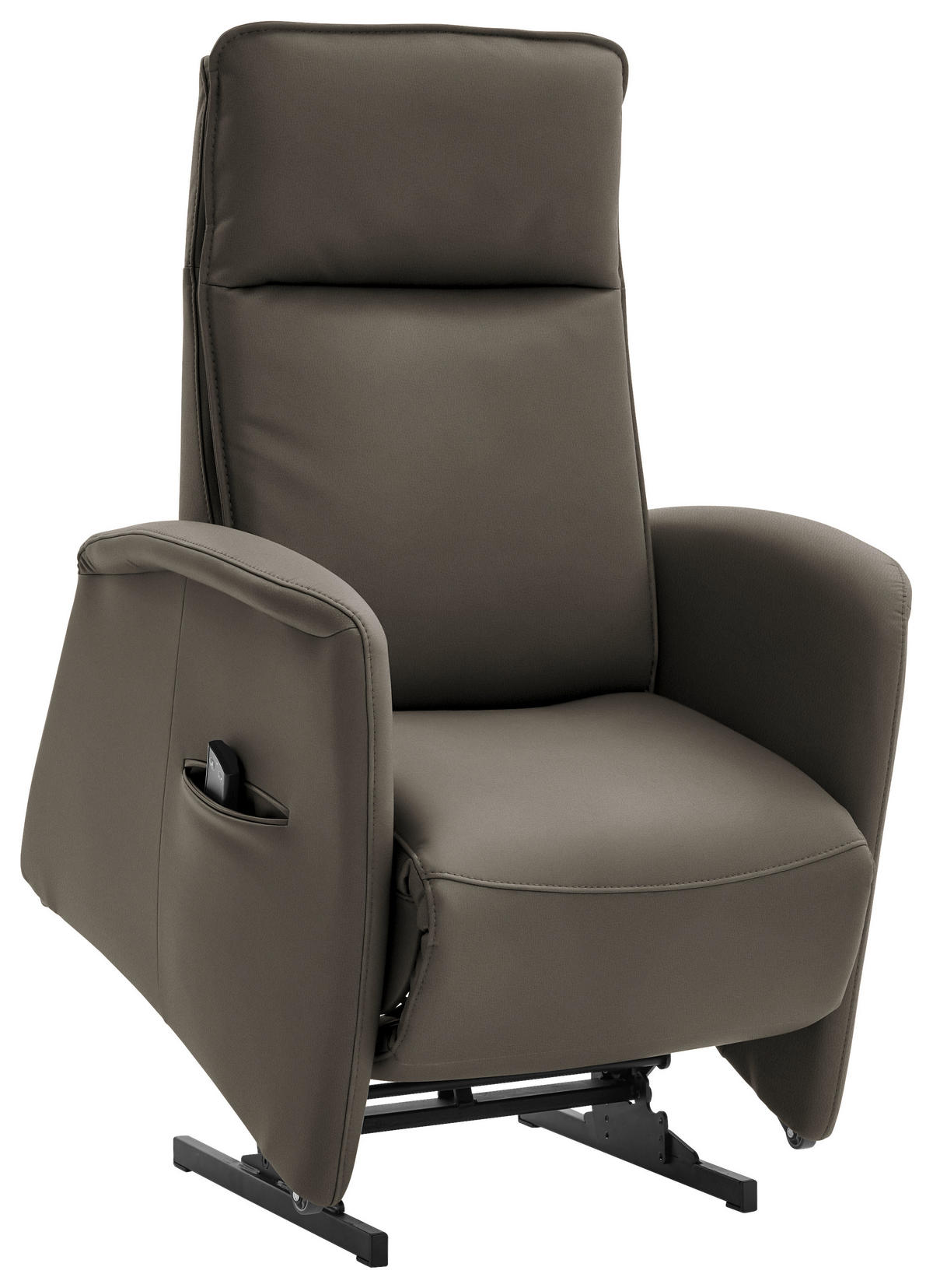 FERNSEHSESSEL in Graubraun  - Graubraun/Schwarz, Design, Leder/Kunststoff (79/114/87-176cm) - Valdera