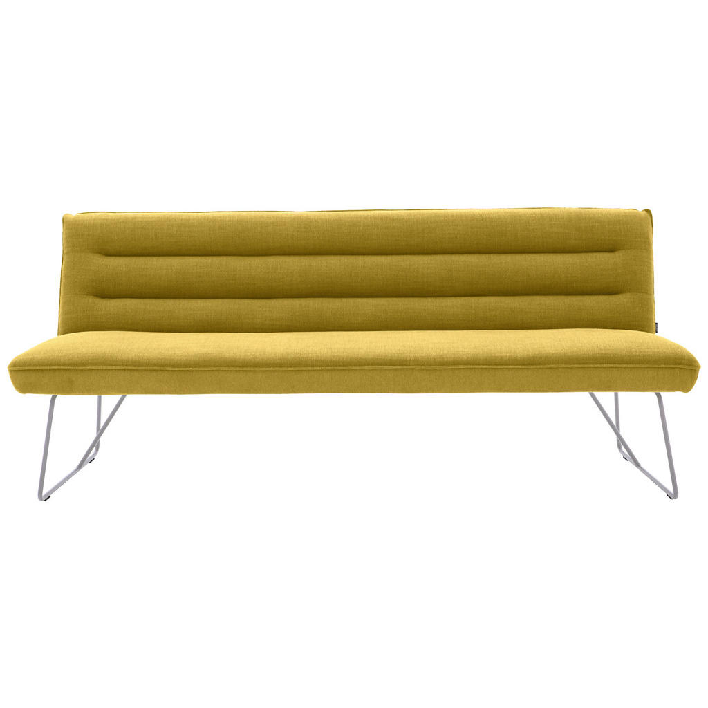 Thumbnail - Dieter Knoll Sitzbank, Gelb, Edelstahl, Metall, Textil, 3-Sitzer, 238x89x68 cm, Goldenes M, Fußauswahl, Lederauswahl, St...