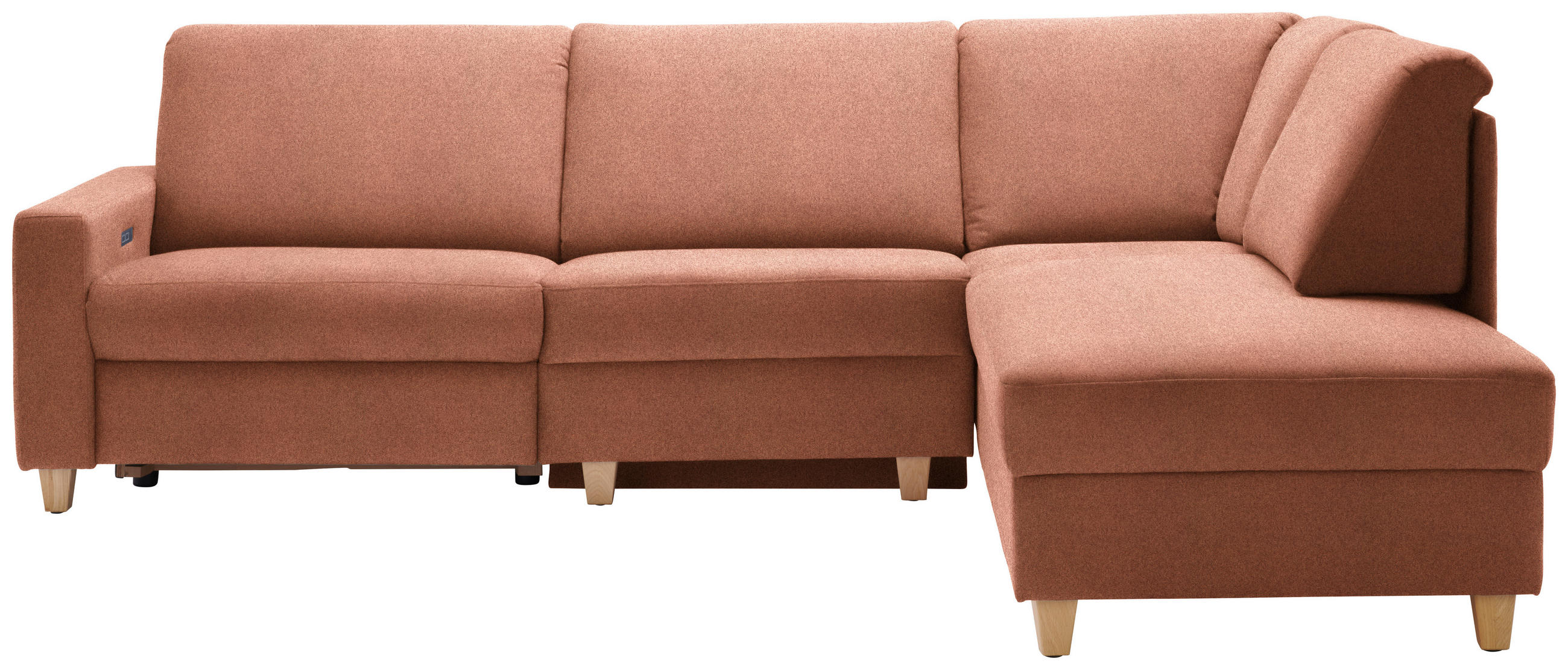 ECKSOFA in Flachgewebe Terracotta  261/203 cm  - Eichefarben/Terracotta, KONVENTIONELL, Holz/Textil (261/203cm) - Sedda