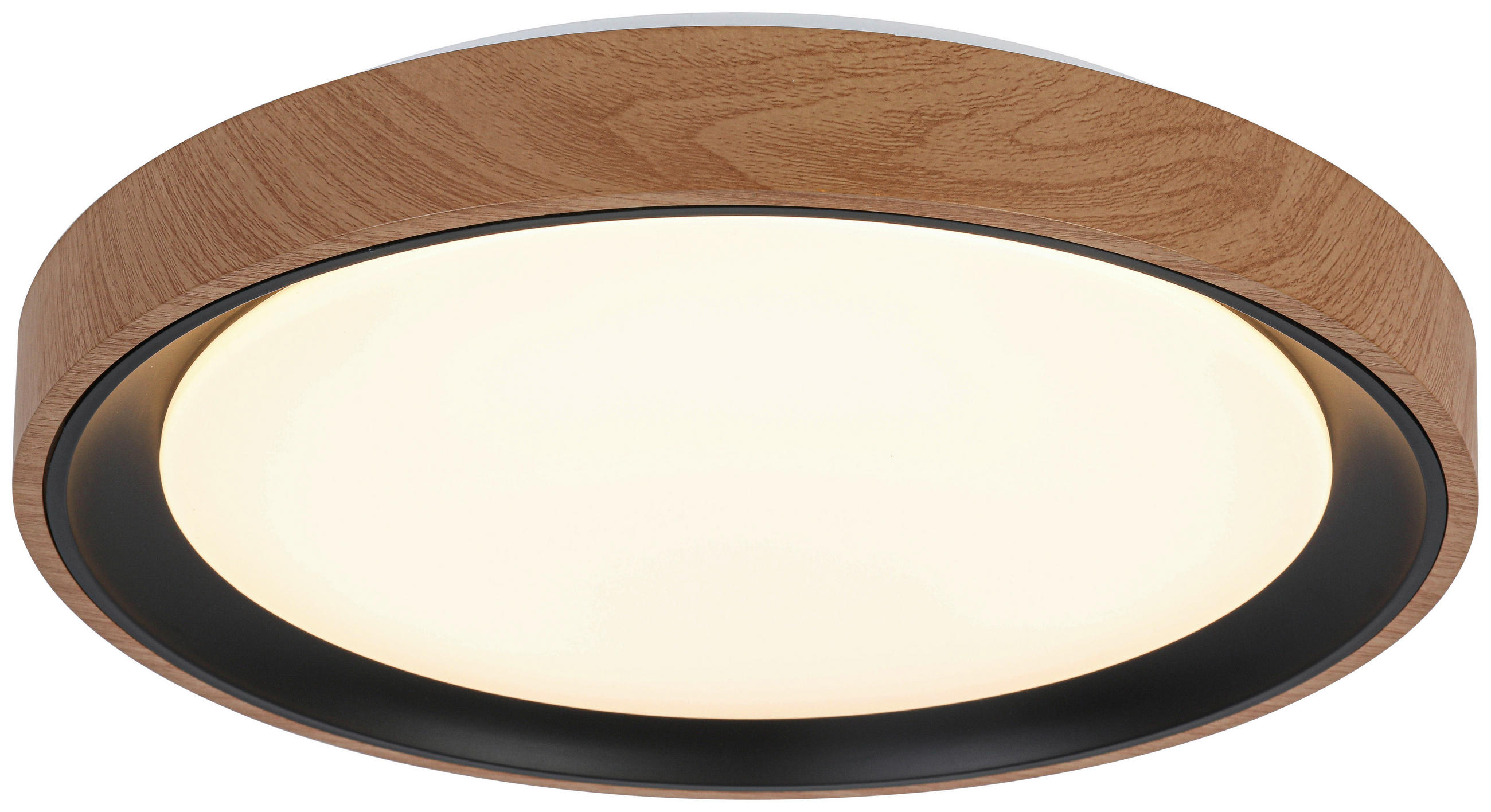 DECKENLEUCHTE 40/7 cm   - Eichefarben/Schwarz, Trend, Kunststoff/Metall (40/7cm) - Novel