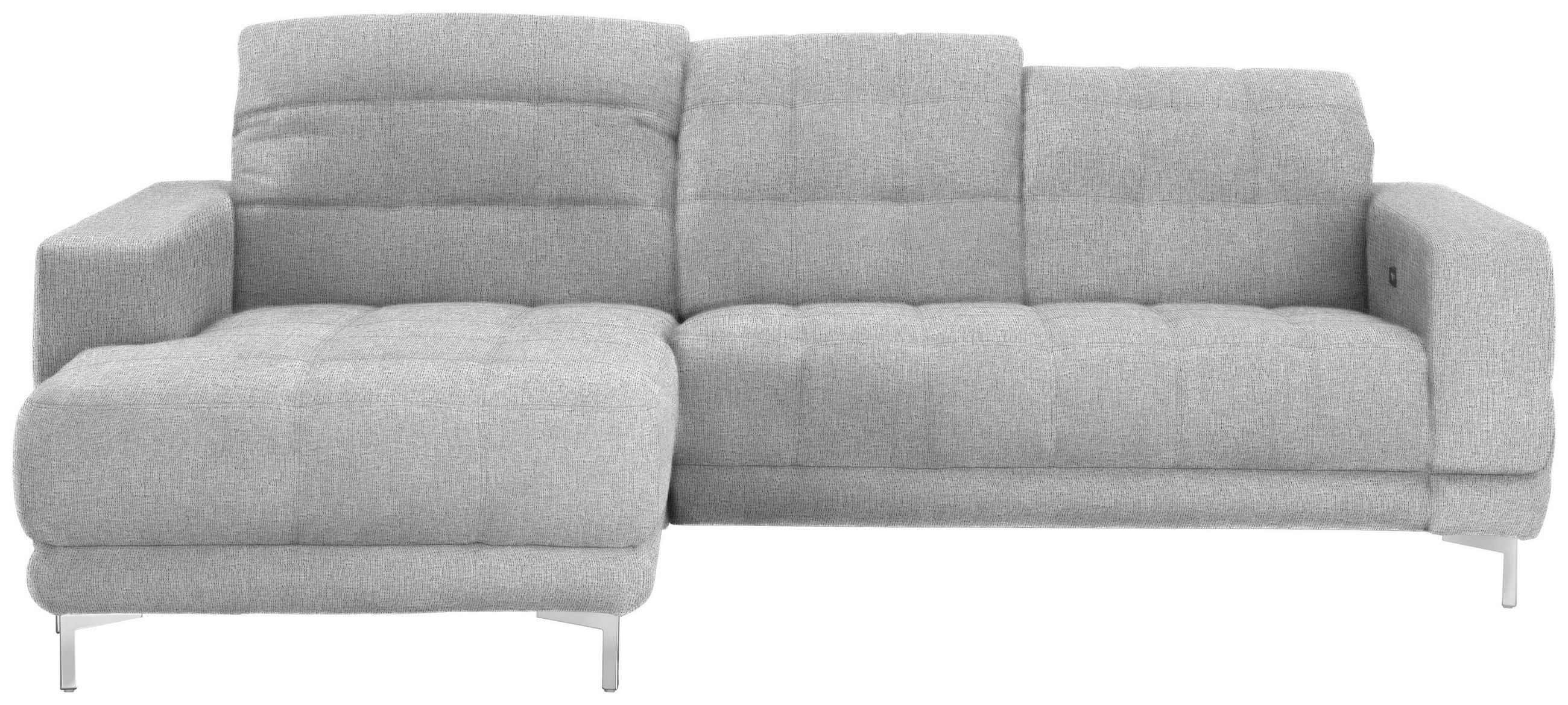 ECKSOFA in Webstoff Hellgrau  - Chromfarben/Hellgrau, Design, Textil/Metall (187/260cm) - Xora