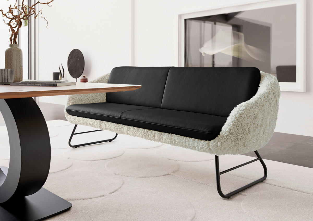 SITZBANK Textil, Leder Anthrazit, Beige  - Anthrazit/Beige, Design, Leder/Textil (219/87/78cm) - Koinor