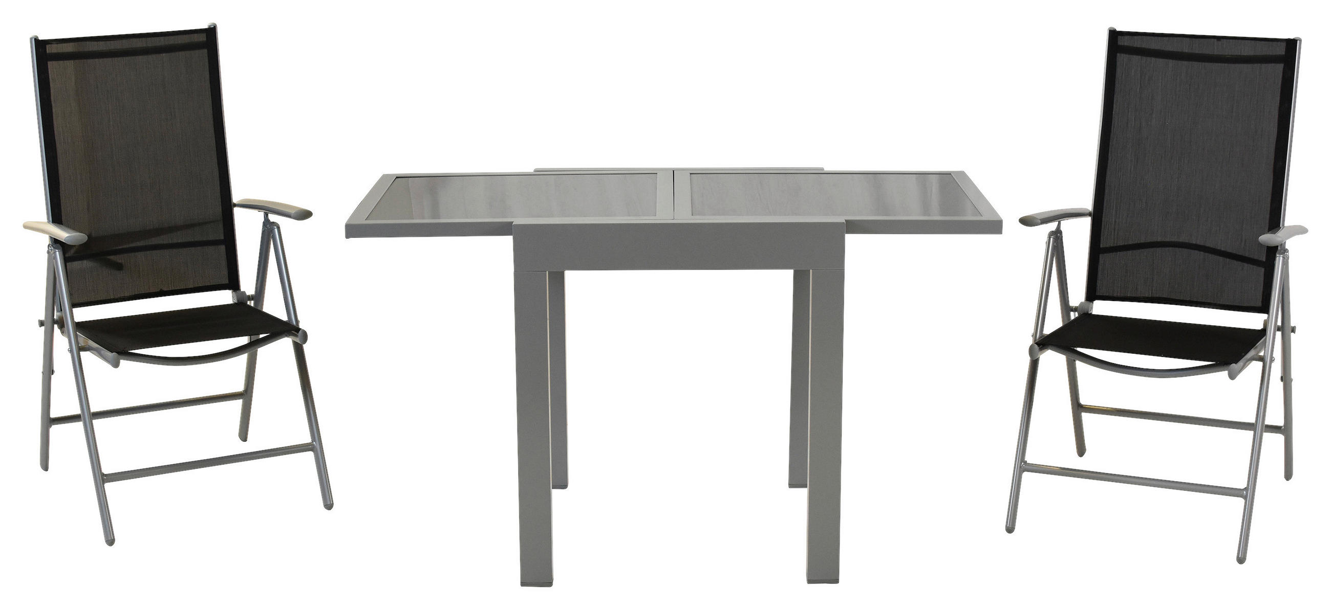GARTENSET 3-teilig Aluminium 3-teilig  - Silberfarben, MODERN, Textil/Metall - Gardenson