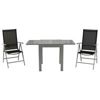 GARTENSET 3-teilig Aluminium 3-teilig  - Silberfarben, MODERN, Textil/Metall - Gardenson