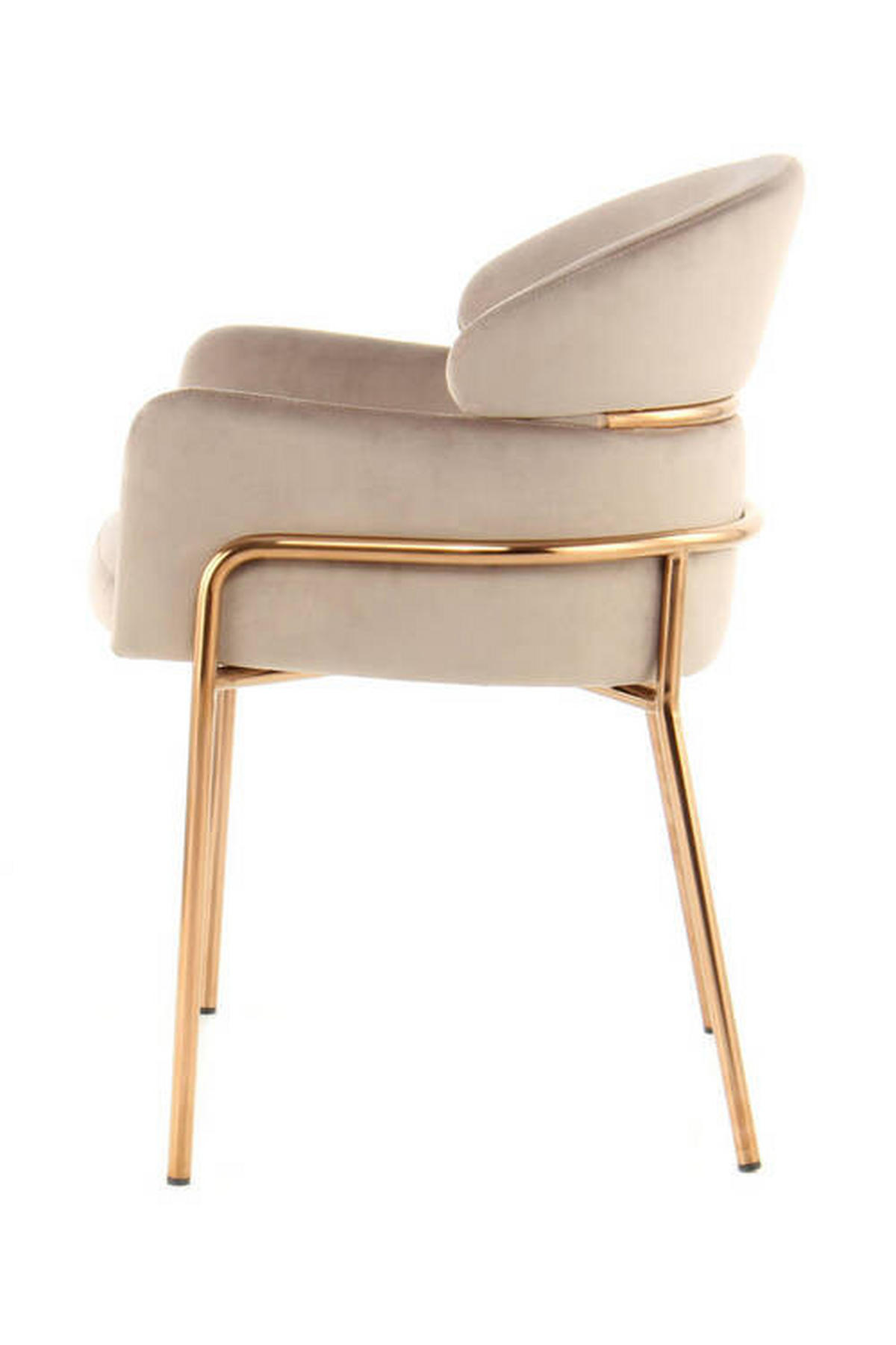 STOL MED ARMSTÖD rostfritt stål, järn sammet  - taupe/guldfärgad, Modern, metall/trä (58/79/57cm) - Kayoom
