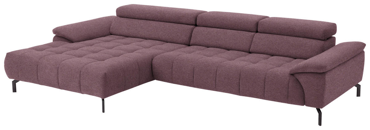 ECKSOFA in Chenille Beere  - Beere/Schwarz, Design, Textil/Metall (190/329cm) - Beldomo Style