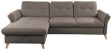 ECKSOFA Dunkelgrau Lederlook (vegan)  - Eichefarben/Dunkelgrau, Design, Holz/Textil (176/268cm) - Livetastic