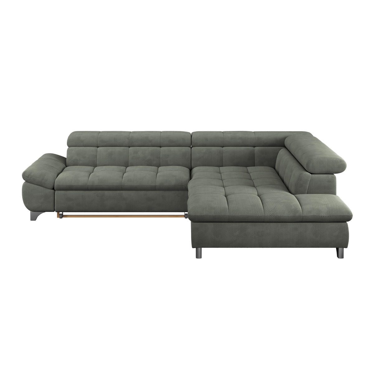 ECKSOFA Grün Chenille  - Chromfarben/Grün, KONVENTIONELL, Textil/Metall (312/234cm) - Livetastic