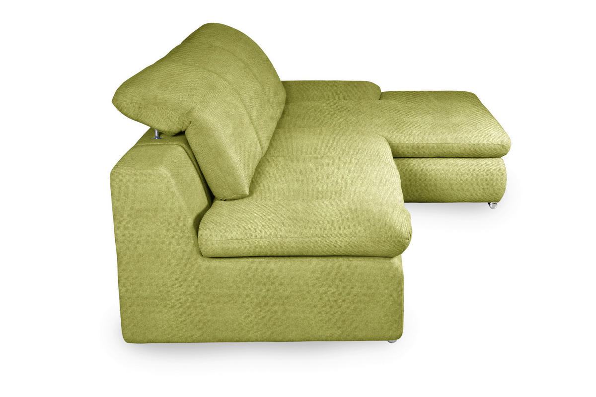 ECKSOFA in Chenille Grün  286/165 cm  - Chromfarben/Grün, Design, Textil/Metall (286/165cm) - Livetastic