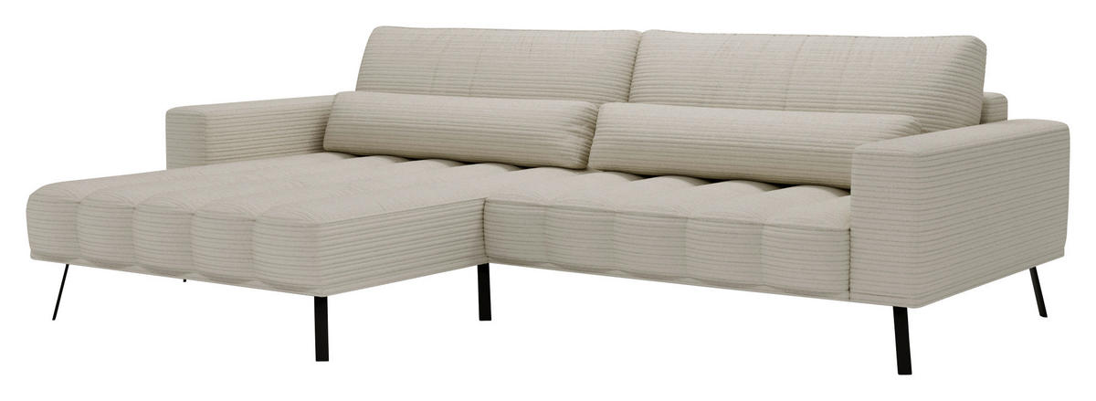 ECKSOFA in Cord Naturfarben  - Schwarz/Naturfarben, Design, Textil/Metall (204/291cm) - Lomoco