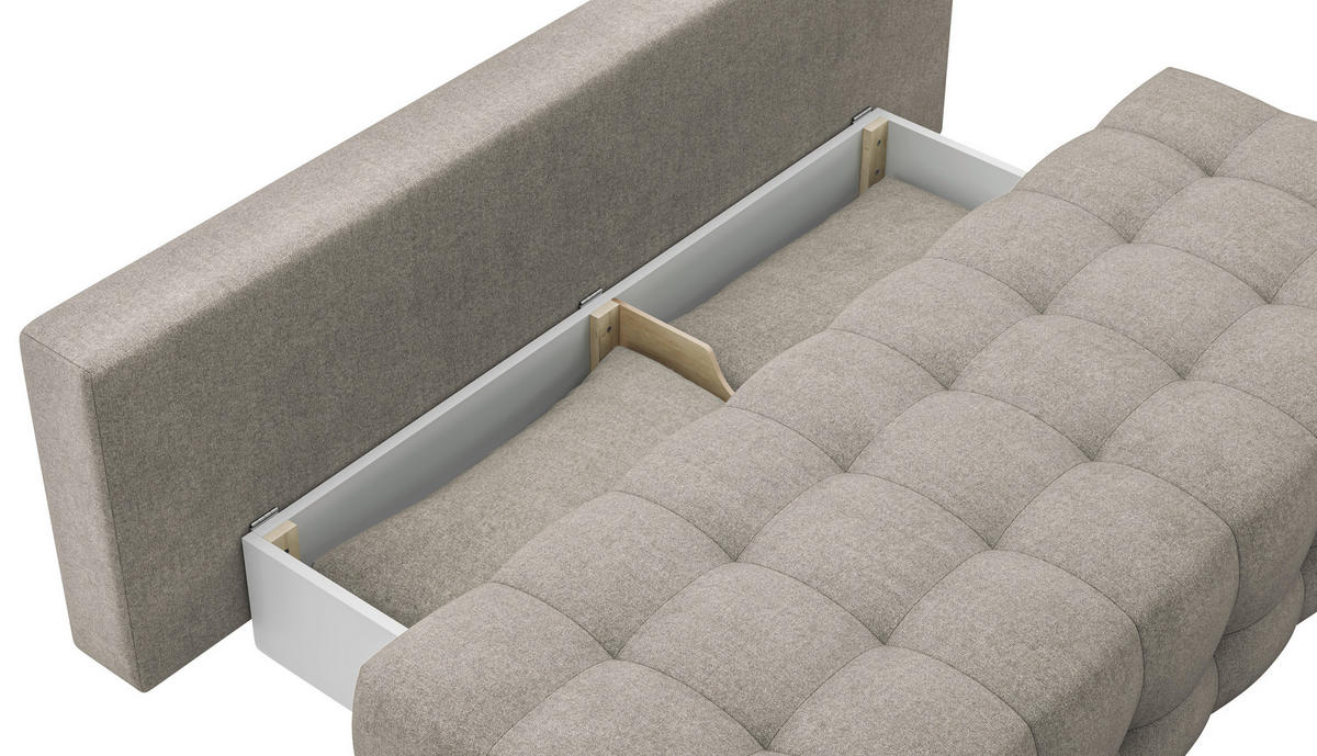 SCHLAFSOFA Jensen  mit Stoffauswahl, Schlafen auf Sitzhöhe, Rücken echt Struktur Hellbraun  - Hellbraun/Schwarz, KONVENTIONELL, Kunststoff/Textil (209/96/100cm) - Stylife