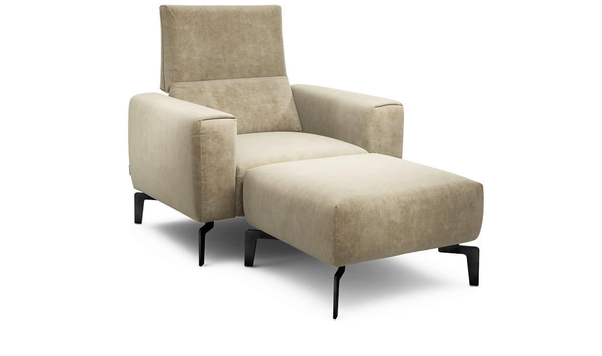 SESSELSET in Samt Sandfarben  - Sandfarben/Schwarz, Design, Textil/Metall (110/85/86-94cm) - SENSOO