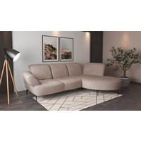 ECKSOFA in Flachgewebe Greige  - Greige/Schwarz, Modern, Textil/Metall (313/208cm) - Sit & More