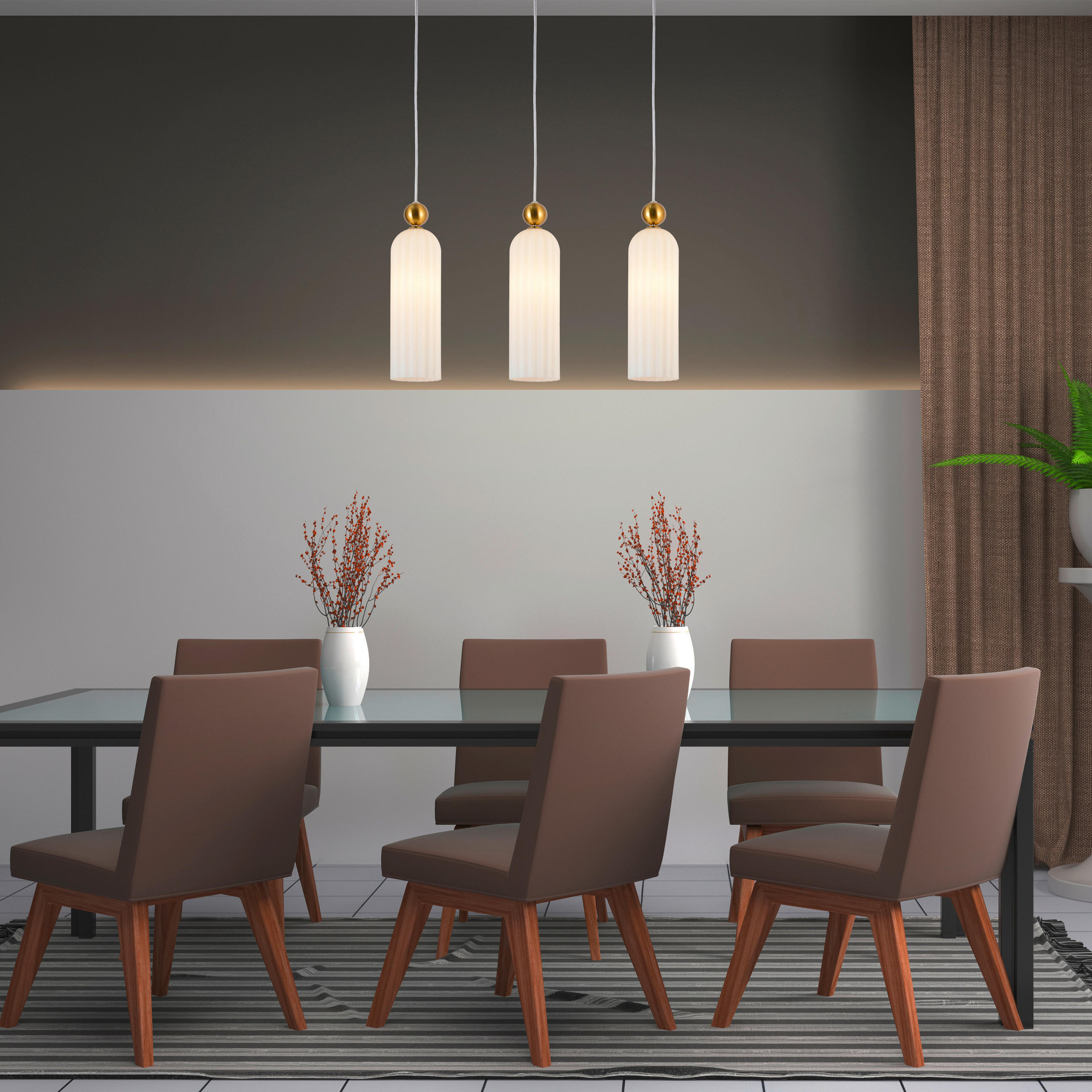 HÄNGELEUCHTE Piega 55/3/150 cm   - Weiß, Basics, Glas (55/3/150cm)