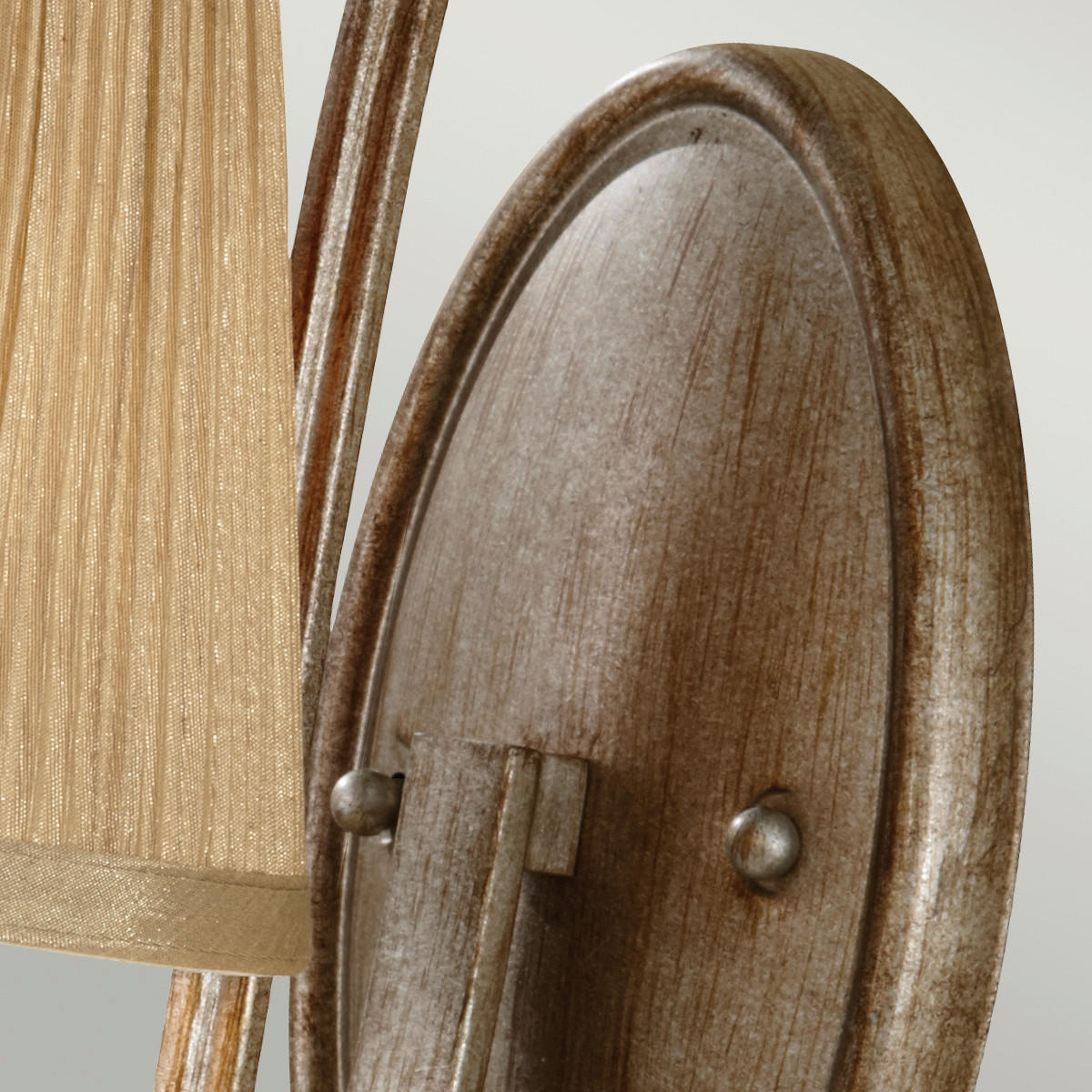 WANDLEUCHTE - Sandfarben/Silberfarben, Konventionell, Textil/Metall (15.2/39.1/26.4cm) - Elstead Lighting