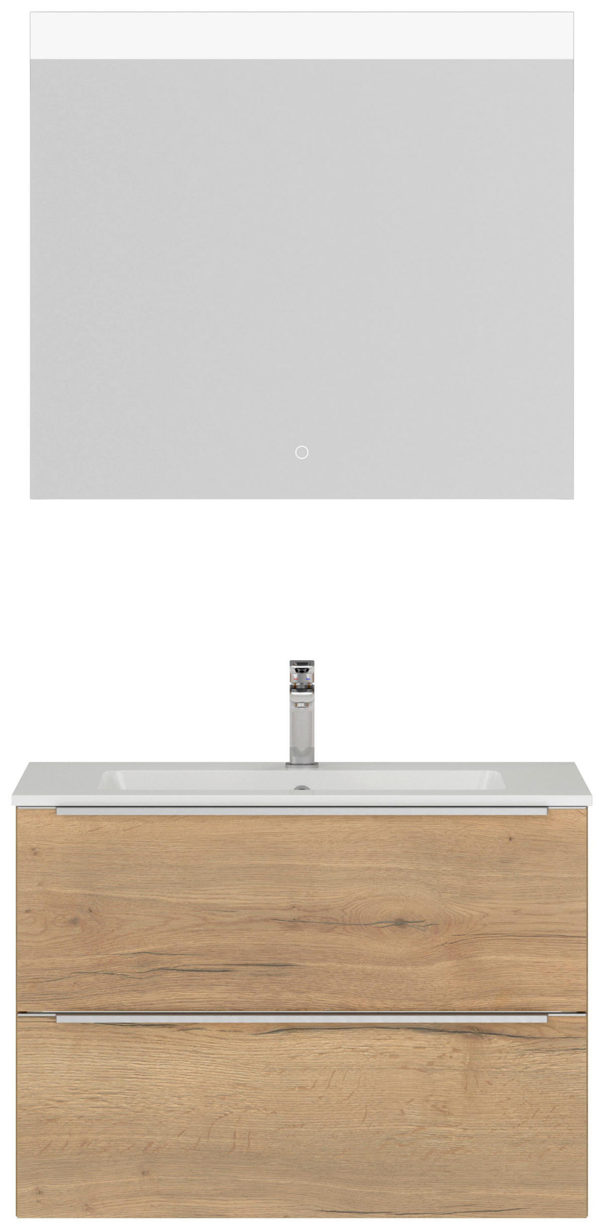BADEZIMMER 3-teilig  in 81 cm  - Edelstahlfarben/Eichefarben, MODERN, Holzwerkstoff/Stein (81cm) - Nobilia