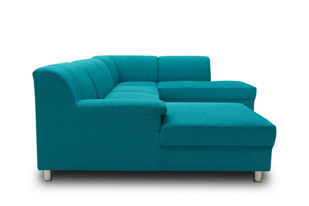 WOHNLANDSCHAFT Petrol Webstoff  - Chromfarben/Petrol, KONVENTIONELL, Textil/Metall (150/308/194cm) - MID.YOU