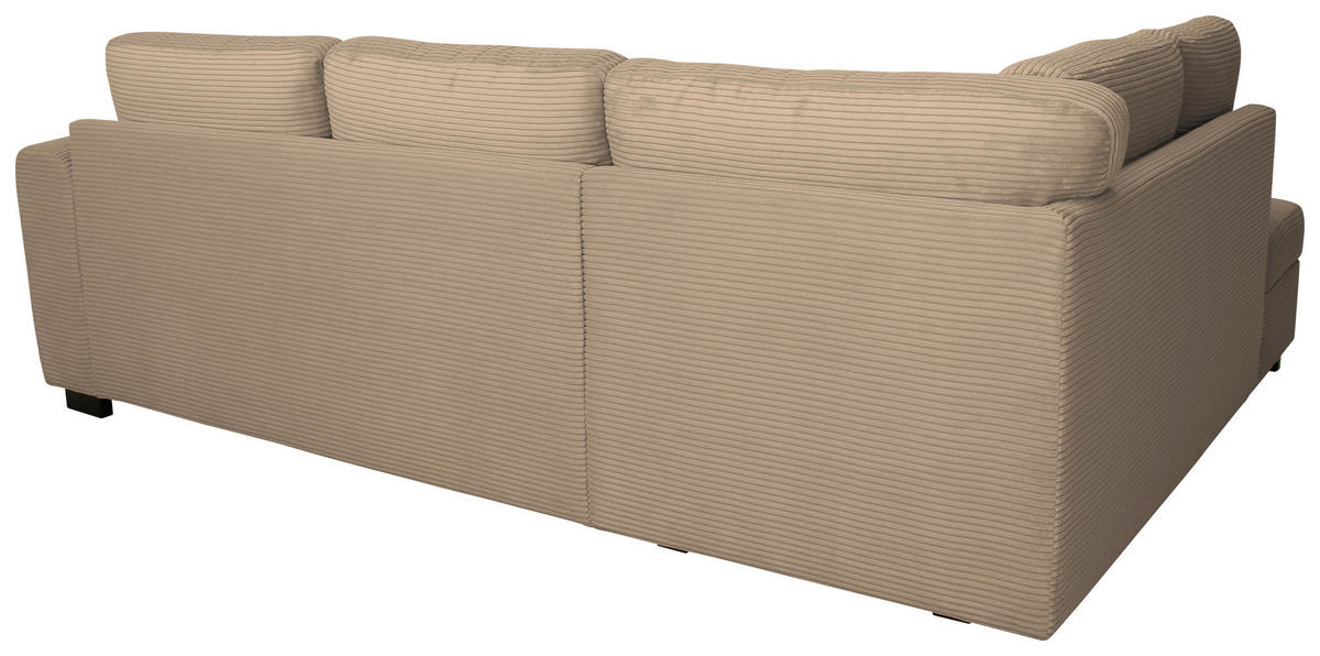 ECKSOFA JOHN Karamell Cord Rückenkissen, Bettkasten, Liegefläche im Originalstoff  - Karamell/Schwarz, Trend, Kunststoff/Textil (178/239cm) - P & B