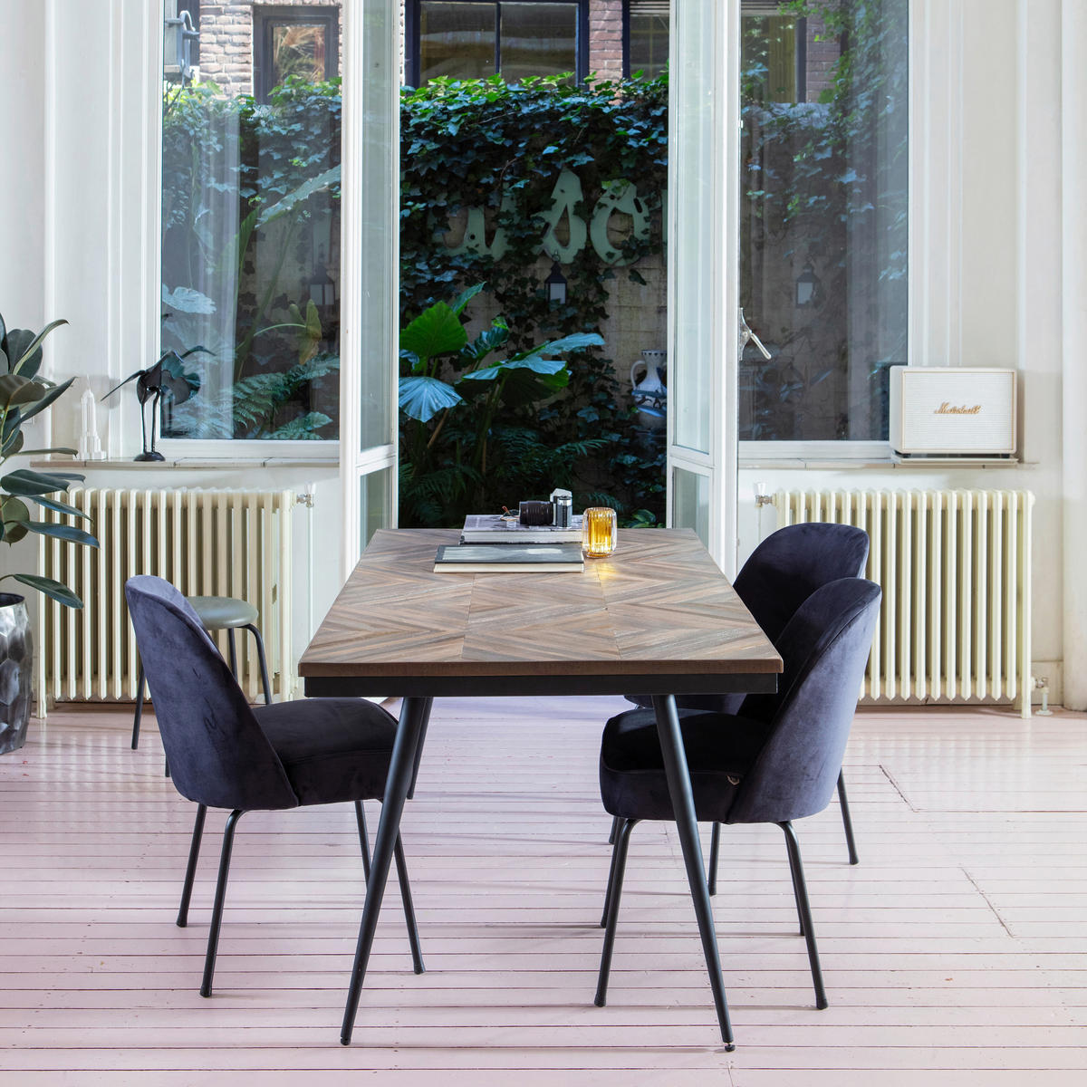 STUHL-SET 2 Stück  in Samt  - Schwarz, MODERN, Textil/Metall (50/83/57cm) - Livetastic