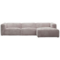 ECKSOFA Ottomane rechts, Eckteil  FEBE Taupe Cord  - Taupe/Schwarz, Design, Kunststoff/Textil (332/163cm) - Stylife