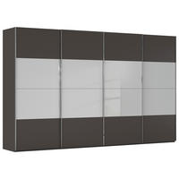 SCHWEBETÜRENSCHRANK 361/223/68 cm 4-türig Graphitfarben, Seidengrau  - Chromfarben/Seidengrau, KONVENTIONELL, Glas/Holzwerkstoff (361/223/68cm) - Novel