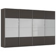 SCHWEBETÜRENSCHRANK  in Graphitfarben, Seidengrau  - Chromfarben/Seidengrau, KONVENTIONELL, Glas/Holzwerkstoff (361/223/68cm) - Novel