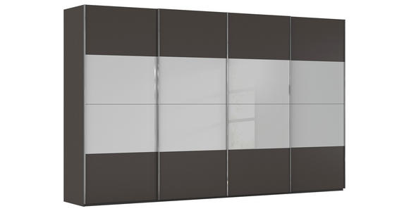 SCHWEBETÜRENSCHRANK  in Graphitfarben, Seidengrau  - Chromfarben/Seidengrau, KONVENTIONELL, Glas/Holzwerkstoff (361/223/68cm) - Novel