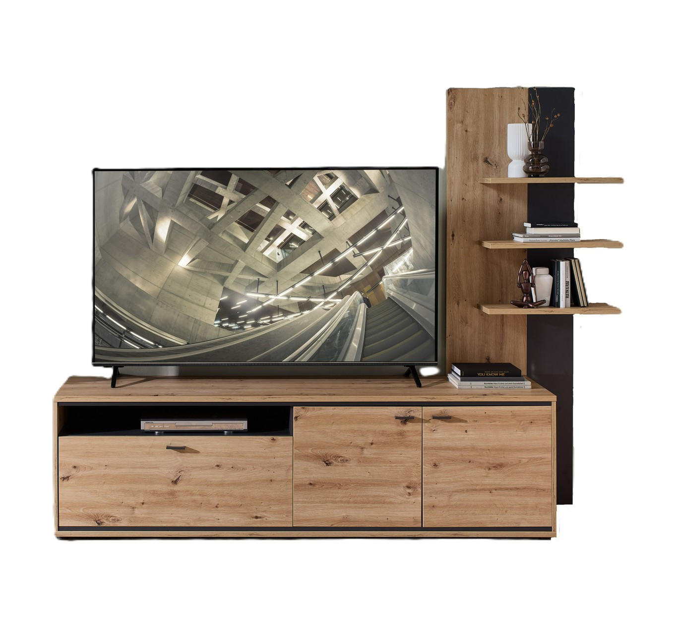 Livetastic Lowboard Graphit, Eiche Artisan 70x181x24 cm