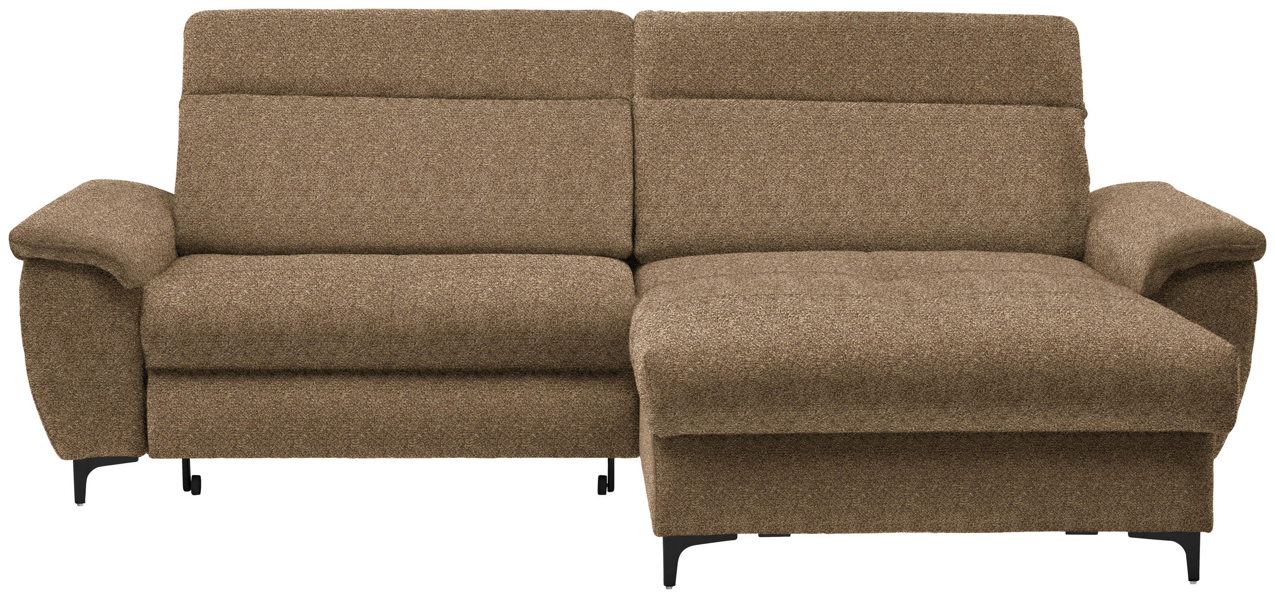 ECKSOFA in Chenille Braun, Goldfarben  - Goldfarben/Schwarz, Design, Textil/Metall (185/256cm) - Stylife