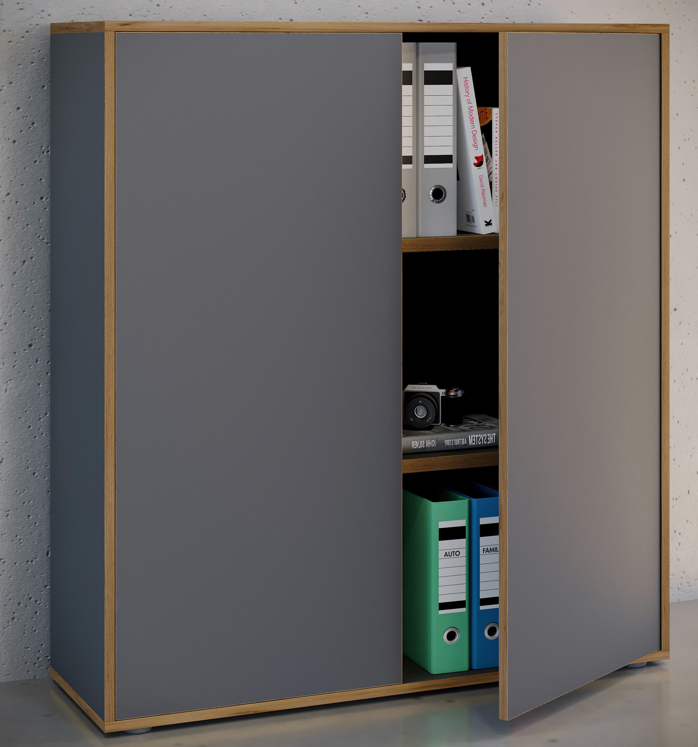 AKTENSCHRANK 100/110/33 cm  - Honigeiche/Anthrazit, Design, Holzwerkstoff (100/110/33cm) - MID.YOU