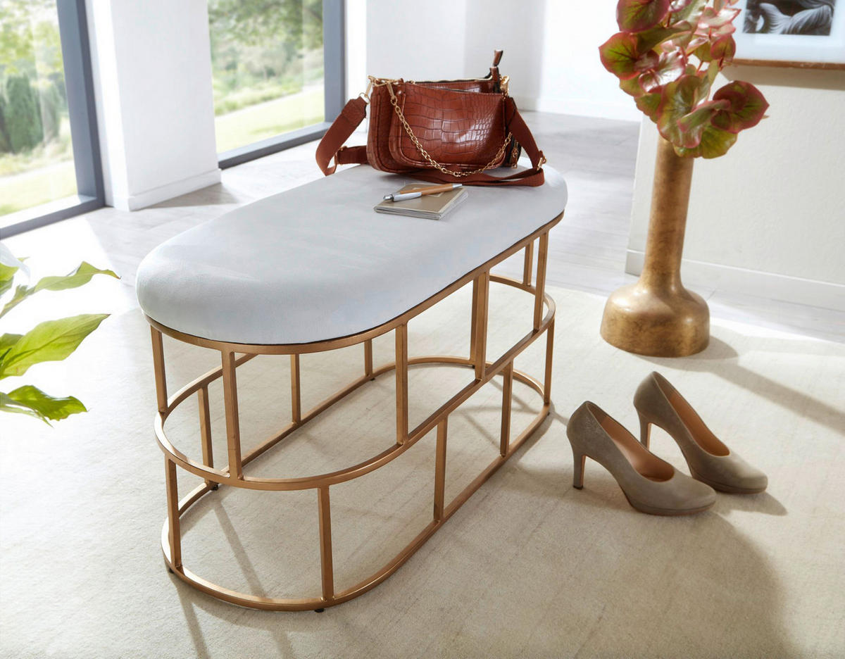 KLOP, tekstil bela, zlate barve  - zlate barve/bela, Design, kovina/tekstil (90/46/38cm) - MID.YOU