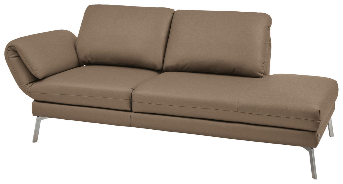RÉCAMIERE in Echtleder Hellbraun  - Chromfarben/Hellbraun, Design, Leder/Metall (209/85-109/95-16cm) - Dieter Knoll
