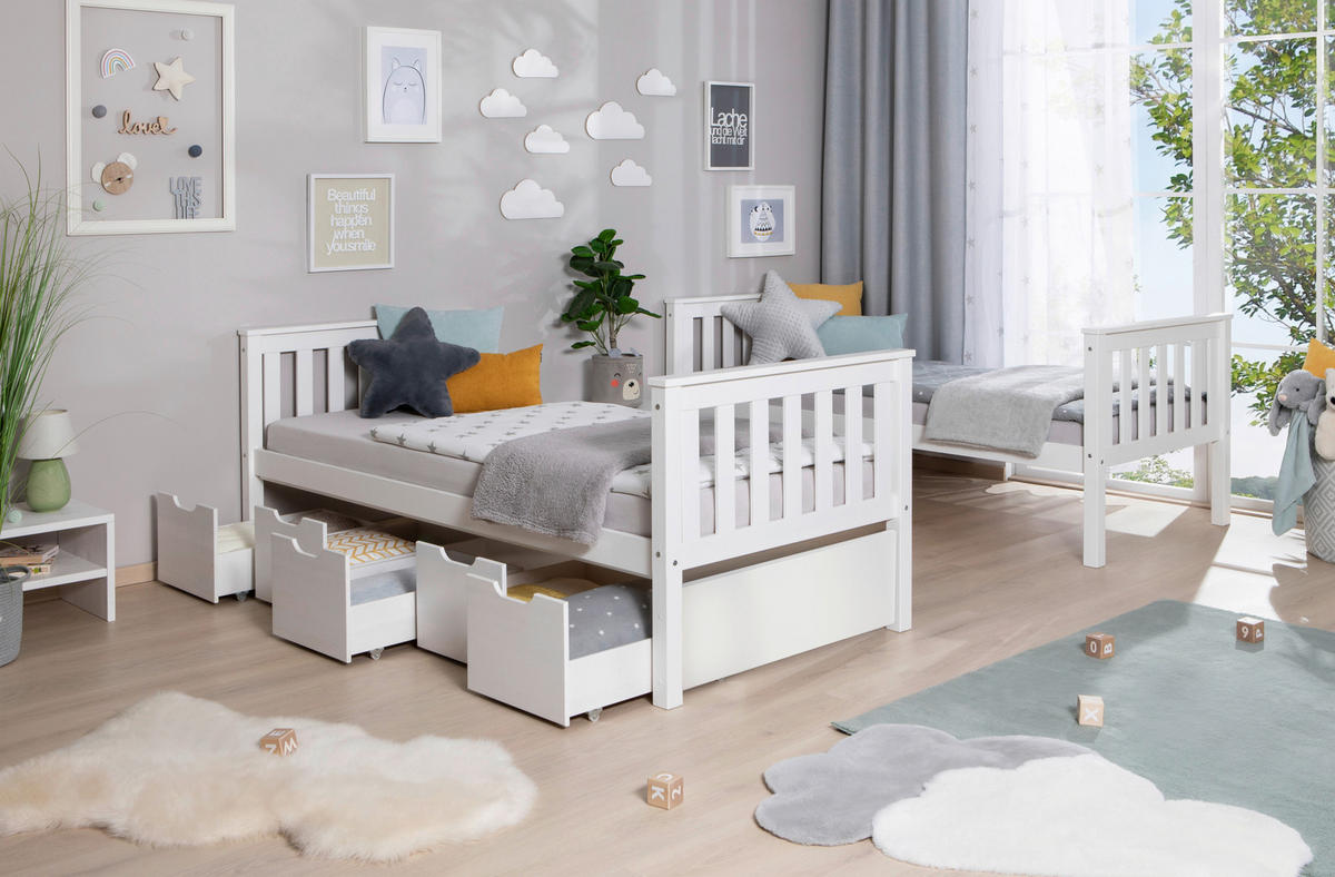 ETAGENBETT 90/200 cm Weiss  - Weiss, Modern, Holz (90/200cm) - MID.YOU