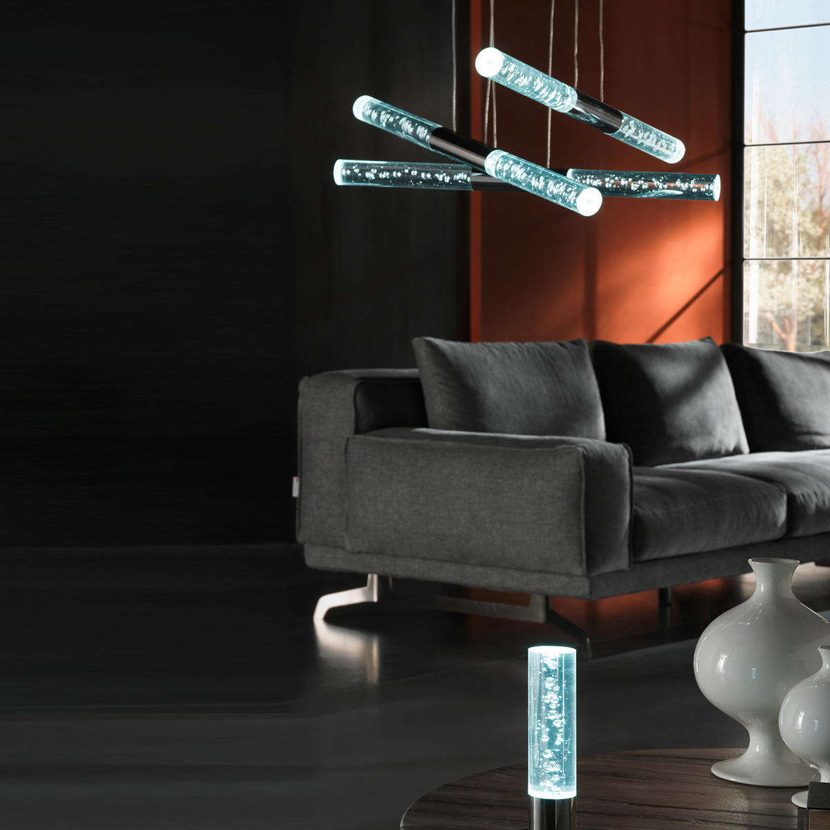 LED-PENDELLEUCHTE BUBBLES 70/70/110 cm   - Chromfarben, Design, Kunststoff/Metall (70/70/110cm)