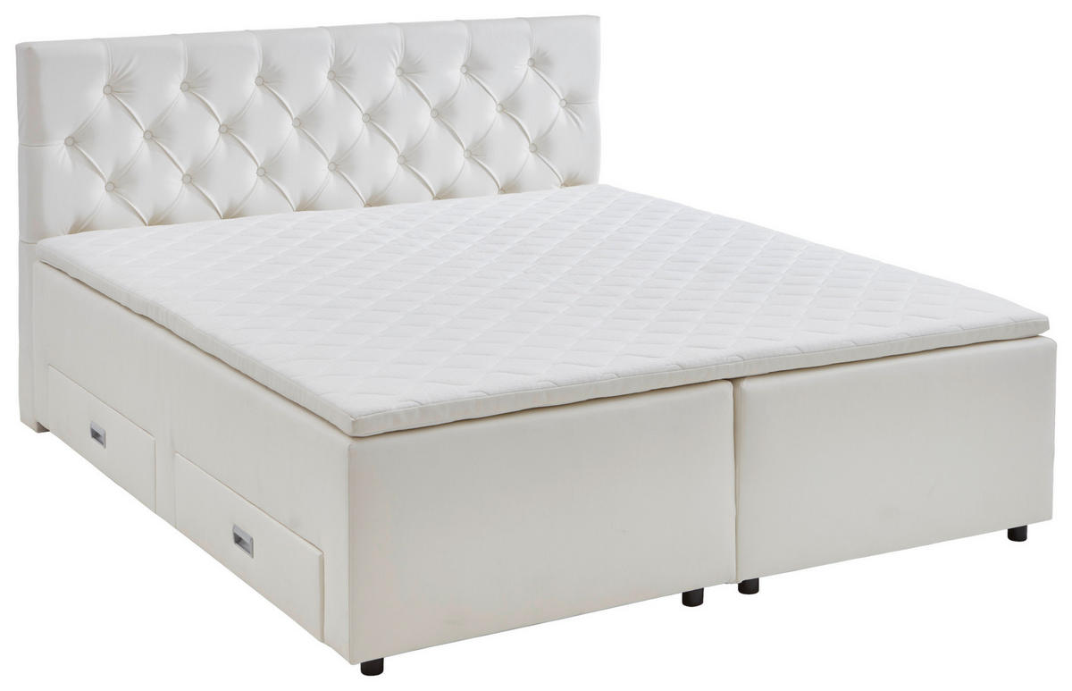BOXBETT 160/200 cm  in Weiß  - Schwarz/Weiß, MODERN, Kunststoff/Textil (160/200cm) - MID.YOU