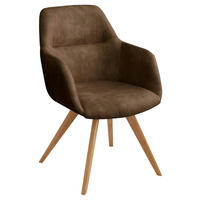 ARMLEHNSTUHL  in Flachgewebe  - Eichefarben/Braun, Design, Holz/Textil (57/85,5/65cm) - Voleo