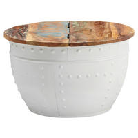 COUCHTISCH 60/60/36 cm Mangoholz massiv rund Braun, Weiß Stauraum  - Braun/Weiß, MODERN, Holz/Metall (60/60/36cm) - MID.YOU
