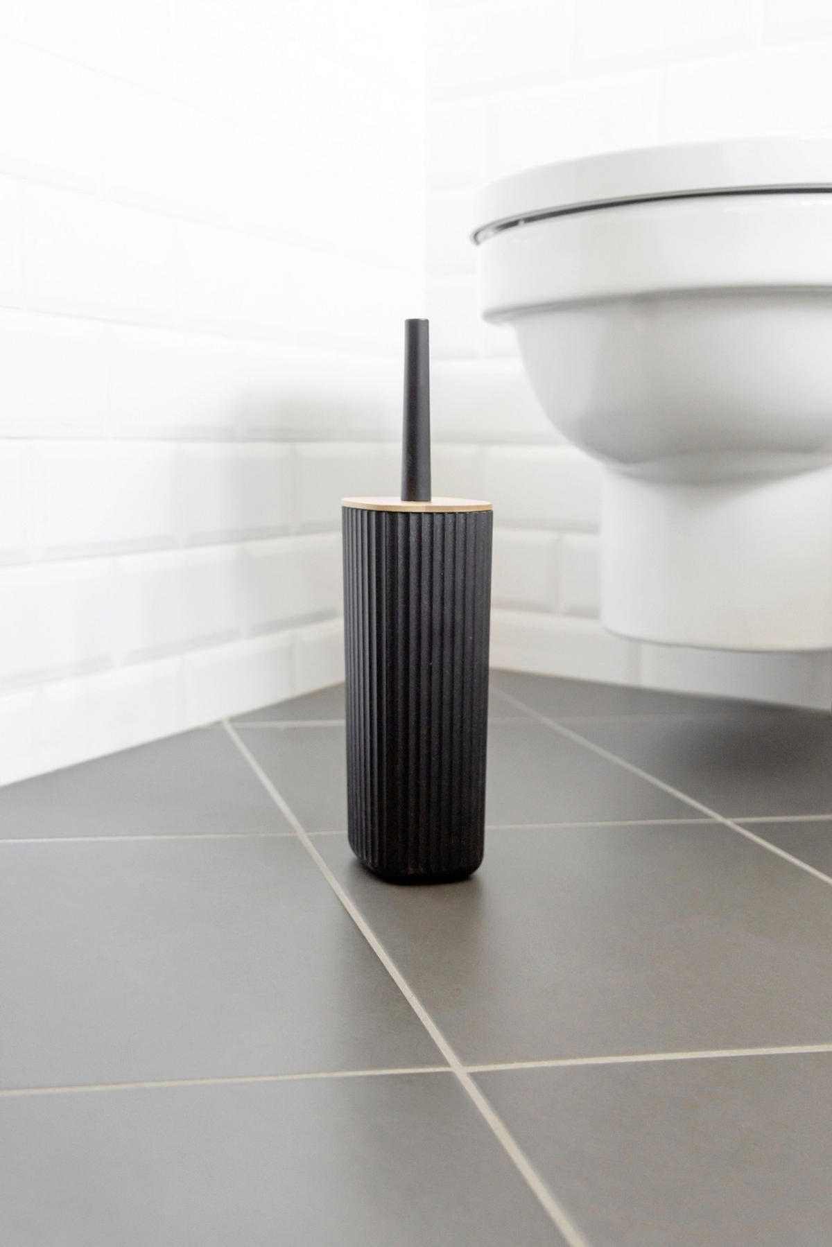 WC-BÜRSTENGARNITUR - Schwarz, Basics, Naturmaterialien/Kunststoff (10/36/10cm) - Wenko
